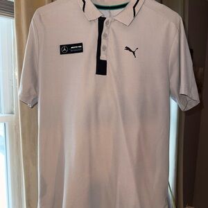 Mercedes F1 Vintage Puma Men's Light Grey Polo Shirt